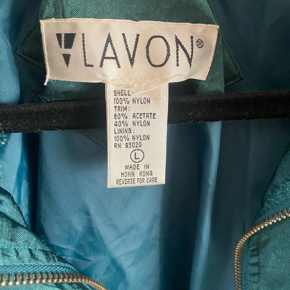 Lavon Vintage 1990’s Teal Windbreaker Jacket Women’s Size Large Grandma Glam‎ - Picture 2 of 4